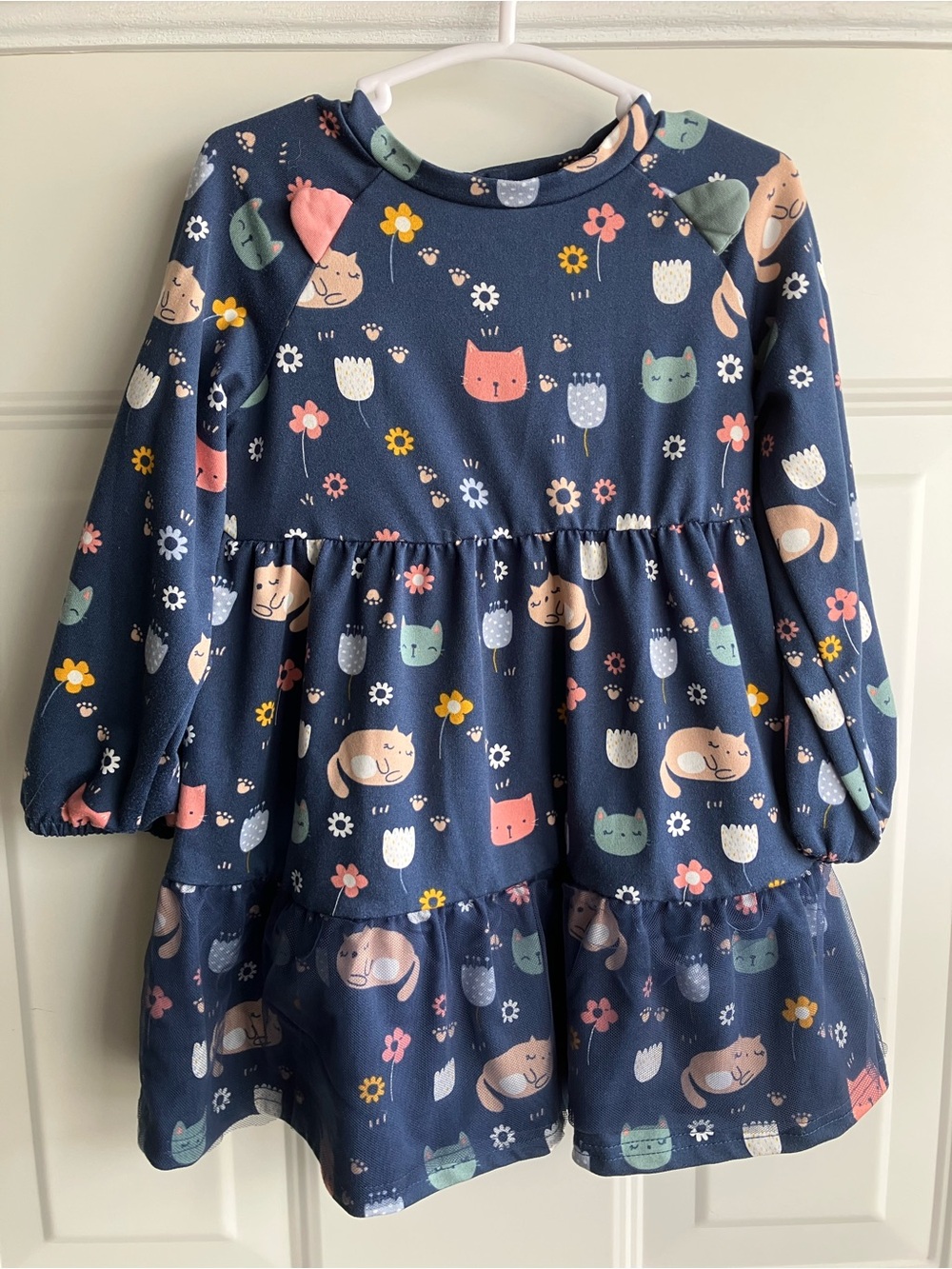 Deux par deux blue kitty cat print dress 24 months